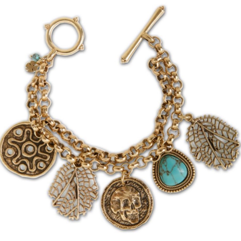 Lucky Brand Gold and Turquoise Charm Bracelet